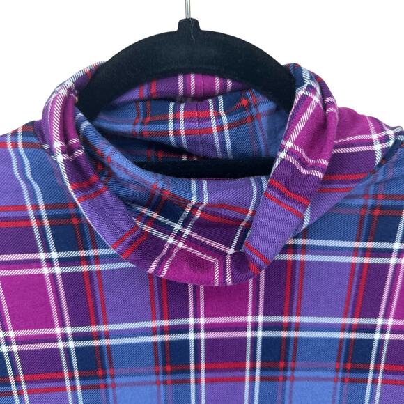 Lands' End Shaped Fit Plaid Turtleneck Sweater Women's Medium Petite - Picture 3 of 6